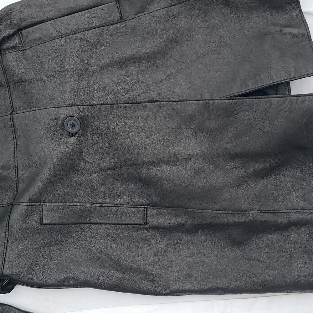 Black Leather trench coat I.N.C. medium - Picture 4 of 7